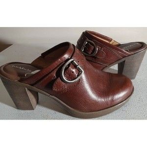 Nurture Prairie Shoes Brown Leather Mules Comfort Clogs